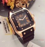 Japan Grade Replica Cartier Santos 100 Rose Gold Watch 35mm